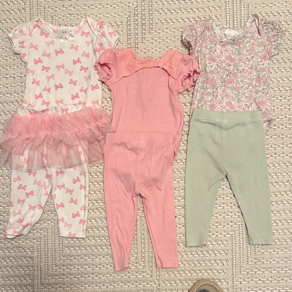 Adorable Pink Bow Kids Matching Set